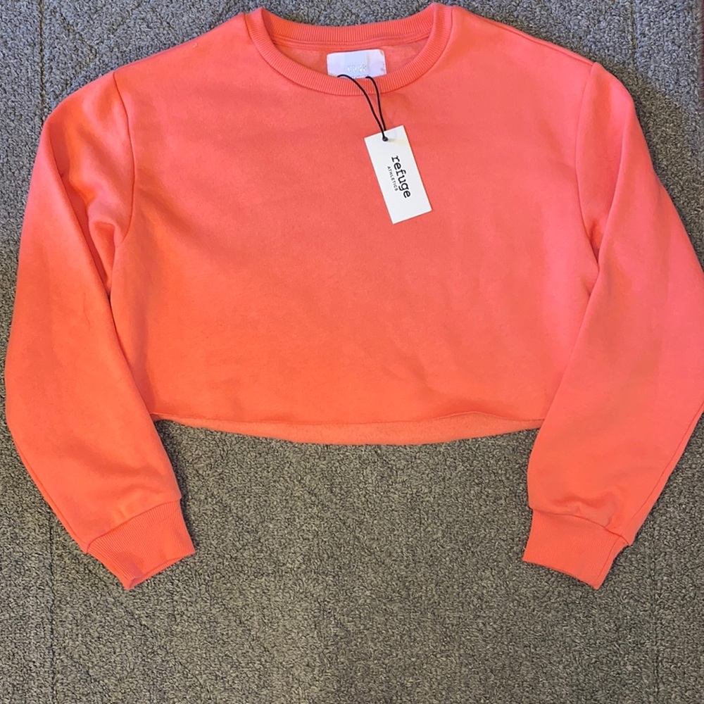 Charlotte Russe Refuge Orange Crop Crew Neck Long Sleeve Top